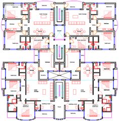 the floor plan for an office building with four floors and three rooms, all connected to each