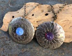 Bohemian Pewter Necklace Nickel Free, Bohemian Stamped Round Pendant Necklace, Unique Blue Necklace With Patina, Symbolic Handmade Pewter Necklace, Elegant Patina Pendant Necklace, Vintage Pewter Pendant Necklace, Mid-century Silver Necklace Gift, Boho Mid Century Modern, Pink Pendant