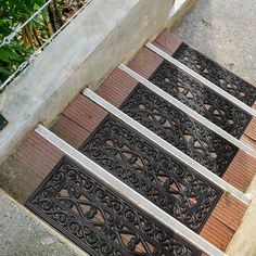 Our heavy duty rubber stair treads boasts a wide array of beautiful patterns and designs. These indoor and outdoor rubber stair treads are designed brilliantly to keep your family safe and your stairs clean for easy maintenance through all four seasons. Mud, dirt, water, and slush are no match for our stair treads which are low pile and completed with anti-skid rubber backing, allowing it to firmly stay in place and prevent falls. The quality-constructed pile and rubber backing makes these stair Rubber Stair Treads, Stair Mats, Stair Tread Rugs, Stair Tread, Outdoor Stairs, Fall Prevention, Stair Treads, Beautiful Patterns, Stepping Stones