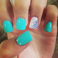 Simple Teal Nails, Summer Nail Dip Ideas, Teal Nail Designs Turquoise, Mint Nail Ideas, Pink And Turquoise Nails, Nail Ideas Summer, Mint Nails, Cute Nail Colors, Teal Nails