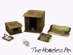 an image of a dog house and other items for the homeless pet project on white background