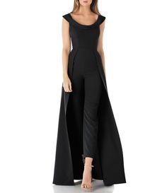 Fest Outfits, Kay Unger, Overlay Skirt, Skirt Jumpsuit, Women Formals, Formal Dresses For Women, Stretch Crepe, Jumpsuit With Sleeves