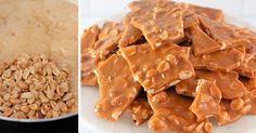 two pictures side by side, one with peanut butter and the other with cashews