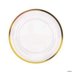 a white plate with gold rim on a white background