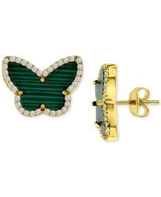 in stock Macy's Yellow Gold Cubic Zirconia Earrings, Green Gold Plated Earrings Fine Jewelry, Green Gold-plated Earrings For Anniversary, Green Gold Plated Earrings For Anniversary, Anniversary Green Gold-plated Earrings, Green Gold-plated Pierced Earrings, Pierced Green Gold-plated Earrings, Green Gold-plated Earrings, Macy's Gemstone Earrings For Gift