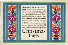 an advertisement for christmas gifts with flowers on the front and back side, in green and red