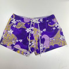 Vintage 90s 2000s Op Ocean Pacific Women’s Swim Shorts Board Shorts New Purple Size 5 Y2k Women’s Board Shorts Surf Shorts By Ocean Pacific In A Tropical Purple And Yellow Print. Never Worn. Tie And Hook & Loop Closure. Pockets. 100% Cotton. Measurements As Shown. Mid-Rise. Model Is Wearing The Size 9. (She’s A Size 8 And Wears A 28”-29” Waist Pant) Shipped Fast From A Smoke Free, Pet Free Home! Feel Free To Ask Questions Or Make An Offer :) Sku: Gw2 Beach Travel Vacation Summer Swim Swimsuit Sw Y2k Style Yellow Summer Bottoms, Yellow Y2k Style Summer Bottoms, Retro Yellow Beach Bottoms, Fitted Yellow Beachwear Shorts, Yellow Relaxed Fit Bottoms For Beach Season, Retro Short Beach Bottoms, Retro Short Bottoms For Beach Season, Retro Cotton Bottoms For Beach Season, Retro Yellow Short Bottoms