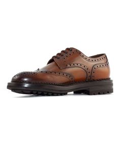 Burnt-effect brown leather lace-up derby, dovetailed, waxed cotton lace-up closure, rubber bottomComposition: Leather, 100% Brown Lace-up Dress Shoes With Brogue Detailing, Brown Leather Lace-up Shoes For Semi-formal Occasions, Brown Lace-up Shoes With Stitched Sole For Fall, Brown Lace-up Shoes For Formal Fall Occasions, Goodyear Welted Calf Leather Lace-up Shoes, Brown Wingtip Lace-up Shoes In Calf Leather, Brown Lace-up Derby Shoes For Business, Masculine Brown Lace-up Oxfords, Brown Lace-up Business Shoes For Fall