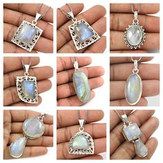 Natural Rainbow Moonstone Pendants 925 Sterling Silver Birthday Gift Jewelry K54 Silver Birthday, Wholesale Silver Jewelry, Rainbow Moonstone Pendant, Silver Gemstone Jewelry, Gemstone Jewellery, Natural Rainbow, Moonstone Pendant, Gift Jewelry, Silver Pendants