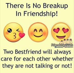 there is no breakup in friendship two best friend will always care for each other whether they are not talking or not