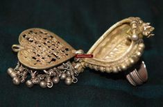 Antique silver jewelry courtesan's perfume ring. The ring has a compartment in which a cottonball doused in ittar (exotic perfume) may be kept, in order to create an alluring atmosphere. Large and impressive. Age unknown but estimated to be 50-60 years old Awadh lucknow, india. Very rare piece - one can safely say that this is the  only such piece that I shall see in this format. This item has spent a lifetime being used for the purpose of its creation with the original artist/user. Signs of thi Textiles Embroidery, Embroidery Shawl, India Wedding, Antique Silver Jewelry, Vintage India, Wedding Indian, Silver Jewellery Indian, Indian Textiles, India Jewelry