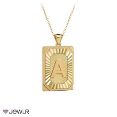 A bold take on personal style, design this initial tag pendant for yourself or a loved one. This piece makes a unique statement on its own or layer with other necklaces for a fresh look. Choose the tag pendant in any letter of the alphabet and personalize the back with a meaningful engraving. Handcrafted in silver plated with 18K gold, this beautiful necklace features a matching 16-inch diamond cut cable chain with a 2-inch extender for the perfect fit. School Jewelry, The Alphabet, Fresh Look, Beautiful Necklace, Metal Necklaces, Gold Plated Silver, Birthstone Jewelry, Diamond Cut, Christmas List