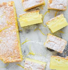 lemon bars with powdered sugar on top