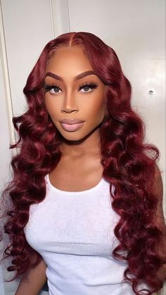 Red Wigs, Burgundy Hair, Hair Laid, Front Lace Wigs Human Hair, Baddie Hairstyles, Aesthetic Hair, Mode Style, Hair Wigs, Weave Hairstyles