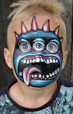 Monster Face Painting, Halloween Maquillage, Makeup Clown, Halloween Make-up Looks, Face Painting Easy, Kids Face Paint, Face Painting Halloween, Kids Makeup, Face Painting Designs