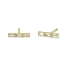 Zoë Chicco 14k Gold Channel Set Baguette Diamond Bar Earrings 14k Gold Baguette Diamond Jewelry, Yellow Gold Baguette Jewelry With Channel Set, Minimalist Channel-set Baguette Cut Jewelry, Minimalist Channel Set Baguette Cut Jewelry, Minimalist Baguette Cut Channel Set Jewelry, Modern Yellow Gold Diamond Earrings With Baguette Diamonds, 14k Gold Earrings With Baguette Diamonds For Everyday, Everyday 14k Gold Earrings With Baguette Diamonds, Minimalist Baguette Cubic Zirconia Jewelry