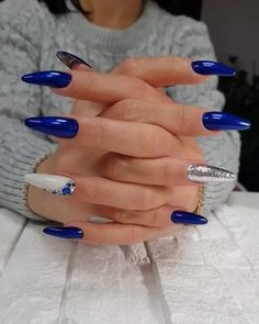 Nail 2023, Blue Glitter Nails, Blue Acrylic Nails, Design Nail, Acrylic Nails Coffin, Gel Nail Designs, Bling Nails, My Nails