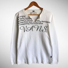 Vintage 00s Vans Skateboading White Sweatshirt Size Large Vans Skateboard Crewneck Vans Sweater Pullover Spell Out Print Logo Vans Jumper by brixtonclothing on Etsy Vans Vintage Sweatshirt, Vans Pullover, 90s Vans, Vans Sweater, Vans Skateboard, Vans Sweatshirt, Champion Crewneck, Vans White, Vintage Crewneck