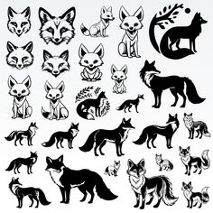 an image of different types of fox silhouettes