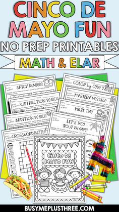 the cinco de mayoo fun no prep printables math and elar