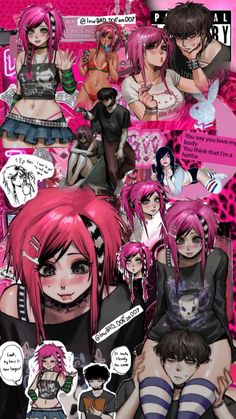 Scene Kid Aesthetic Wallpaper, Emo X Scene, Scenmo Outfits, Scene Kid Drawing, Scene Girl Drawing, Scene Art Emo, Emo Scene Art, Horror Game Characters, Pink Emo Wallpaper