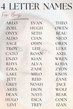 the four letter names for babys