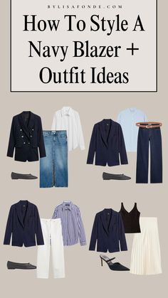 What To Wear With A Navy Blazer, Navy Blue Coat Outfits For Women, Style A Blue Blazer, Dark Blue Blazer Outfit, Navy Blue Coat Outfit, Navy Jacket Outfit