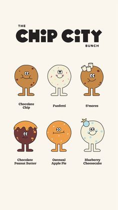 the different types of donuts are shown in this cartoon character poster, which shows how they