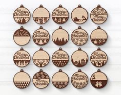 twelve wooden christmas ornament designs