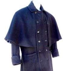 Wool Cape For Formal Occasions, Formal Wool Cape Outerwear, Fitted Winter Cape For Cosplay, Classic Formal Cape For Fall, Victorian Black Formal Outerwear, Winter Cosplay Outerwear With Buttons, Fitted Cape For Winter Costumes, Fitted Cape For Costume, Winter Season, Fitted Cape For Costume And Winter