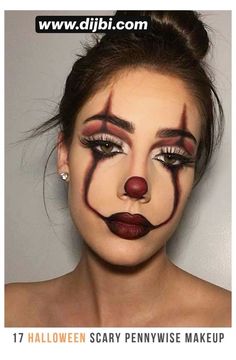 Hallowen Schminke, Creepy Clown Makeup, Maquillage Halloween Simple, Cute Clown Makeup, Halloween Makeup Clown, Halloweenský Makeup, Halloween Make-up Looks, Clown Halloween Costumes, Holloween Makeup