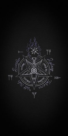 a black background with white writing and a pentagramil on the bottom right corner