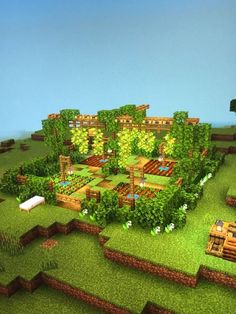 Crop Minecraft Ideas, Crops Farm Minecraft, Crop Farm Minecraft Ideas, Minecraft Building Ideas Garden, Minecraft Crops Ideas, Farm Minecraft, Crop Farming