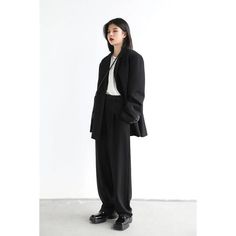 Discover the Perfect Blend of Comfort and Style Elevate your wardrobe with our Elegant Twill Wide Leg Suit Pants, designed for the modern woman who values both style and comfort. These pants are a versatile addition to your clothing collection, perfectly suitable for office wear or casual outings. Crafted from a premium blend of polyester, viscose, and spandex, these trousers offer a comfortable drop and exceptional durability. The high-quality twill wool composite material ensures good wrinkle resistance and shape retention, making them an ideal choice for busy days. Product Features Material Composition: 63.8% Polyester, 32.2% Viscose, 4% Spandex - for lasting comfort and durability. Style: Straight Leg, High-Waisted, and Full-Length Cut - flattering for all body types. Design: Solid Pat Black Office Lady Pantsuit, Casual Black Suits For Office, Casual Black Office Suits, Black Professional Pantsuit For Office, Black Office Pantsuit, Black Suit Trousers For Office, Casual Black Suits For Work, Black Business Casual Pantsuit With Pockets, Black Pantsuit With Pockets For Work