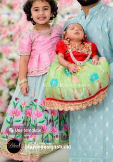 Kota Lehenga Designs, Kids Frocks Design Traditional Indian, Kota Lehenga, Chokers For Kids, Mom And Baby Dresses, Cradle Ceremony