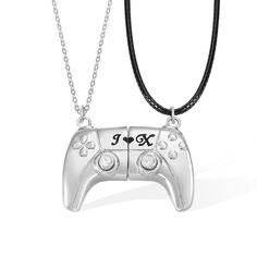 PRICES MAY VARY. Customizability: You can choose from two different pendant styles with four colors, and chain lengths. Then personalize the left and right pendants with your initials. You can create a truly unique and personalized game controller necklace for yourself or your lover. Personalized Couple Necklace This necklace is a one-of-a-kind accessory that stands out in a sea of generic jewelry. Its innovative design and practical uses make it a conversation starter and a must-have for gaming Father's Day Jewelry Charms For Gifts, Father's Day Gift Jewelry With Charms, Couples Silver Jewelry Gift, Father's Day Gift Charms Jewelry, Silver Couples Jewelry Gift, Couples' Silver Jewelry Gift, Silver Couples Jewelry As A Gift, Couples Necklaces For Valentine's Day Gift, Customizable Black Necklaces For Gifts