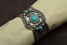 "Cuff Bracelet, Turquoise, silver plate and antiqued, 6\" expandable" Artisan Turquoise Cuff Bracelet For Festivals, Adjustable Turquoise Artisan Cuff Bracelet, Adjustable Turquoise Cuff Bracelet, Adjustable Turquoise Cuff Bracelet For Festivals, Handmade Southwestern Turquoise Cuff Bracelet, Vintage Turquoise Cuff Bracelet For Festival, Turquoise Vintage Cuff Bracelet For Festival, Handmade Bohemian Turquoise Cuff Bracelet, Collar Tips