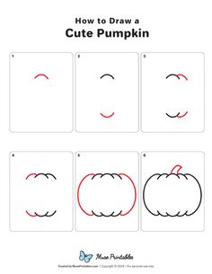 how to draw a cute pumpkin for kids with pictures and instructions on how to draw it