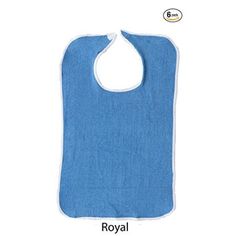 Deluxe Adult Terry Cloth BIBS W/ VELCRO CLOSURE Royal Blue - 6PK These adult terry bibs are an excellent choice for caregivers, nursing homes, and hospitals. Or even those with messy spouses! Made of terry material for maximum absorbency, these bibs will provide the ultimate protection against spills and messes! Specially processed to resist shrinking and minimize lint. Care Instructions  Machine Washable  Dryer friendly Dimension  18 inch x 30 inch Inch Size: 18. Blue Cotton Machine Washable Bib, Adult Bibs, Nursing Homes, 6 Packs, Baby Feeding, Burp Cloths, Terry Cloth, Sewing Ideas, 6 Pack