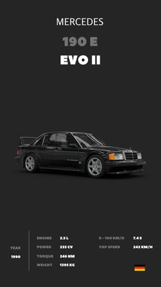 the poster for mercedes's 1989 evo ii