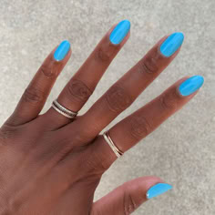 Blue Gel X Nails, Blue Nails Spring, One Color Nail, Summer Nail Colours, Prom Nails Silver, Gucci Nails, Uñas Ideas, Plain Nails, Hippie Nails