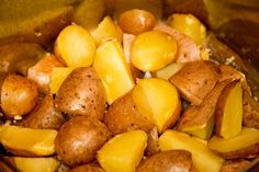 the potatoes are cooked and ready to be put in the crock pot for cooking