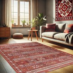 a living room filled with furniture and a rug