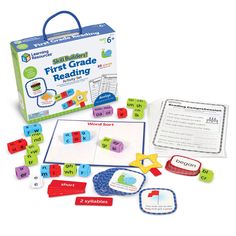 the first grade reading game is in its box and it's contents are laid out