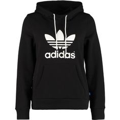 adidas Originals TREFOIL Hoodie ($72) ❤ liked on Polyvore featuring tops, hoodies, jackets, sweatshirts, sweaters, black, black hoodies, hooded sweatshirt, hooded sweat shirt and sweatshirts hoodies Addidas Shirts, Adidas Outfit, Adidas Hoodie, Adidas Shirt, Sporty Outfits, Black Adidas, Teen Fashion, Adidas Women, Black Hoodie