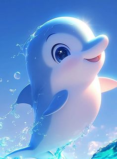 Dolphin Cartoon Wallpaper, Cute Dolphin Wallpaper, Dolphin Cartoon, Dolphin Art, Cute Bunny Pictures