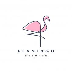 a pink flamingo logo on a white background