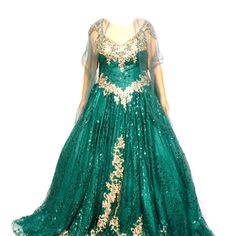 Sequins Green Emerald And Gold. Comes With A Scarf Never Been Used Festive Green Gala Dress, Festive Green Evening Dress For Gala, Green Evening Dress For Gala Festive, Elegant Green Evening Dress For Festive Occasions, Green Sequin Dress For Reception, Emerald Quinceanera Dress, Gold And Emerald, Green Emerald, Quinceanera Dresses