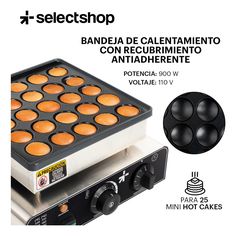 an advertisement for a bakery with muffins in the pan and on the stove