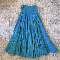 Blue, Boho Maxi Skirt. Handmade. Never Worn, Brand New. Turquoise Flowy Long Skirt, Blue Gathered Beach Skirt, Spring Turquoise Flowy Skirt, Spring Flowy Turquoise Skirt, Blue Gathered Maxi Skirt For Summer, Turquoise Lined Skirt Bottoms For Spring, Turquoise Spring Skirt, Turquoise Skirt For Spring, Turquoise Long Skirt For Summer